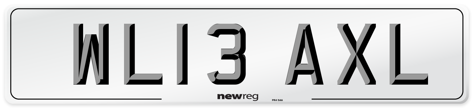 WL13 AXL Number Plate from New Reg